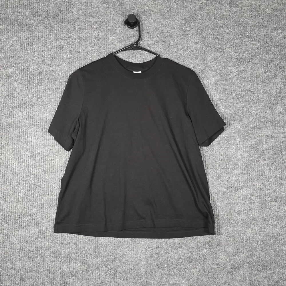 & Other Stories Black Crew Neck Cotton T Shirt Basic Minimalist M‎